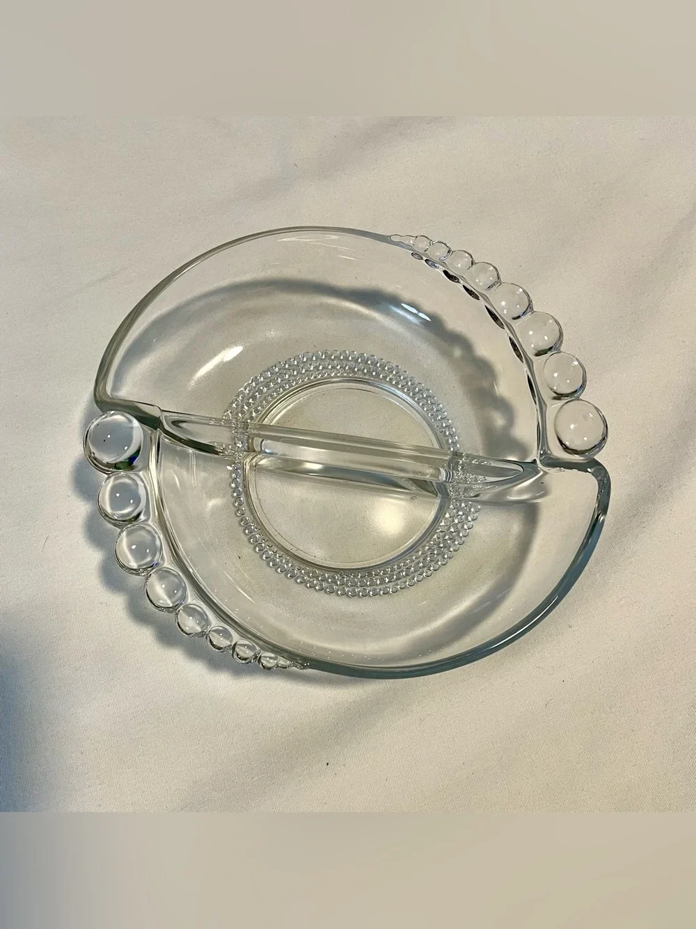 *VINTAGE* Duncan & Miller Glass 2~Sided Serving Dish - Clear Glass - 6” x 2”